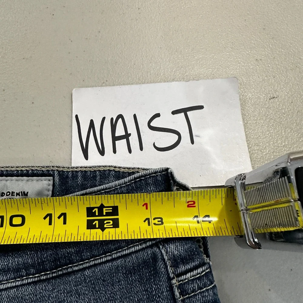 AG Adriano Goldschmied Mari High Rise Straight Jeans Distressed Blue 27R